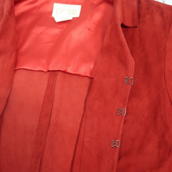 Vintage, Cache, Goat-suede Fringed Red  Jacket  Size 6 - Picture 5 of 9